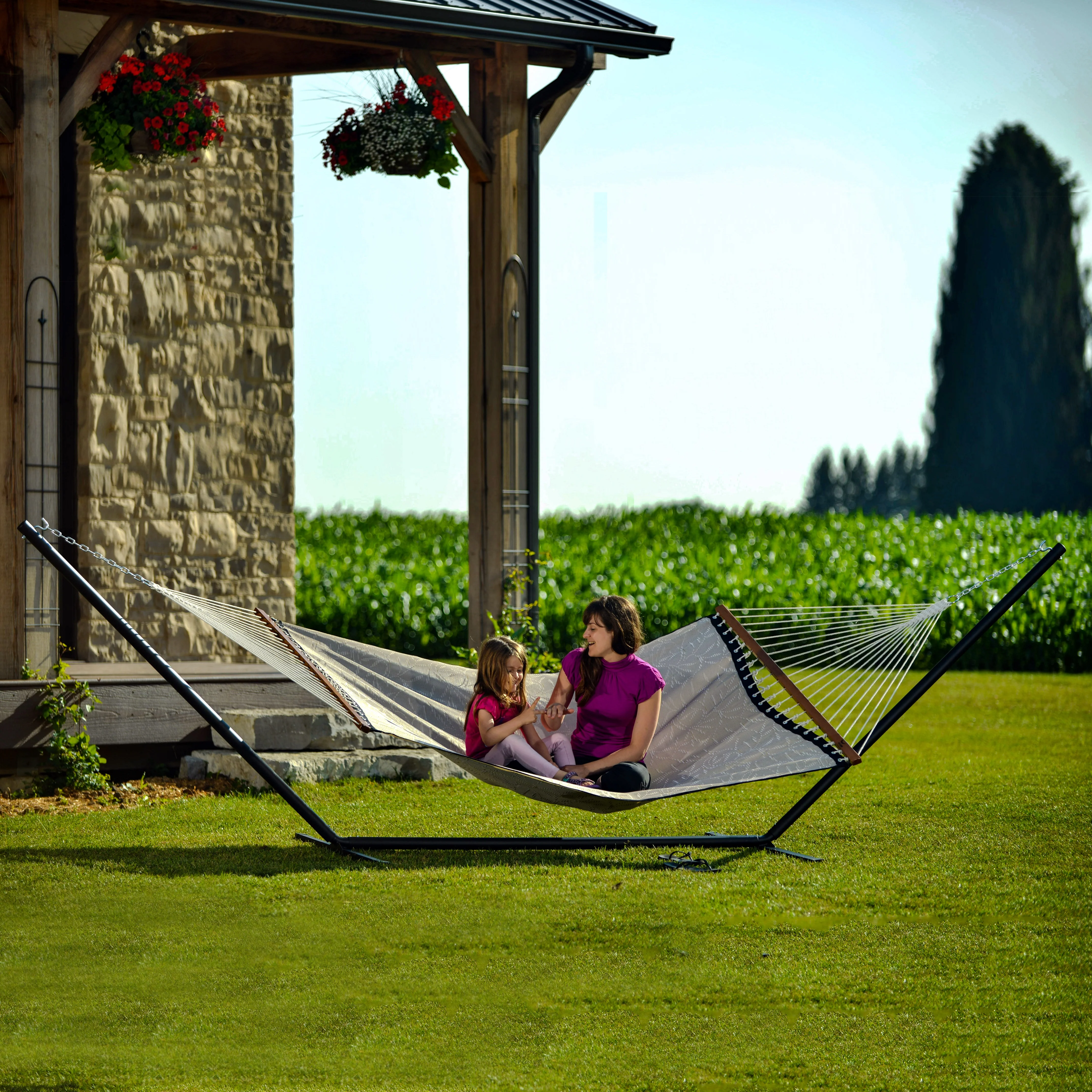 Steel 3-Beam Hammock Stand (15ft/457cm) - Black - Image 3