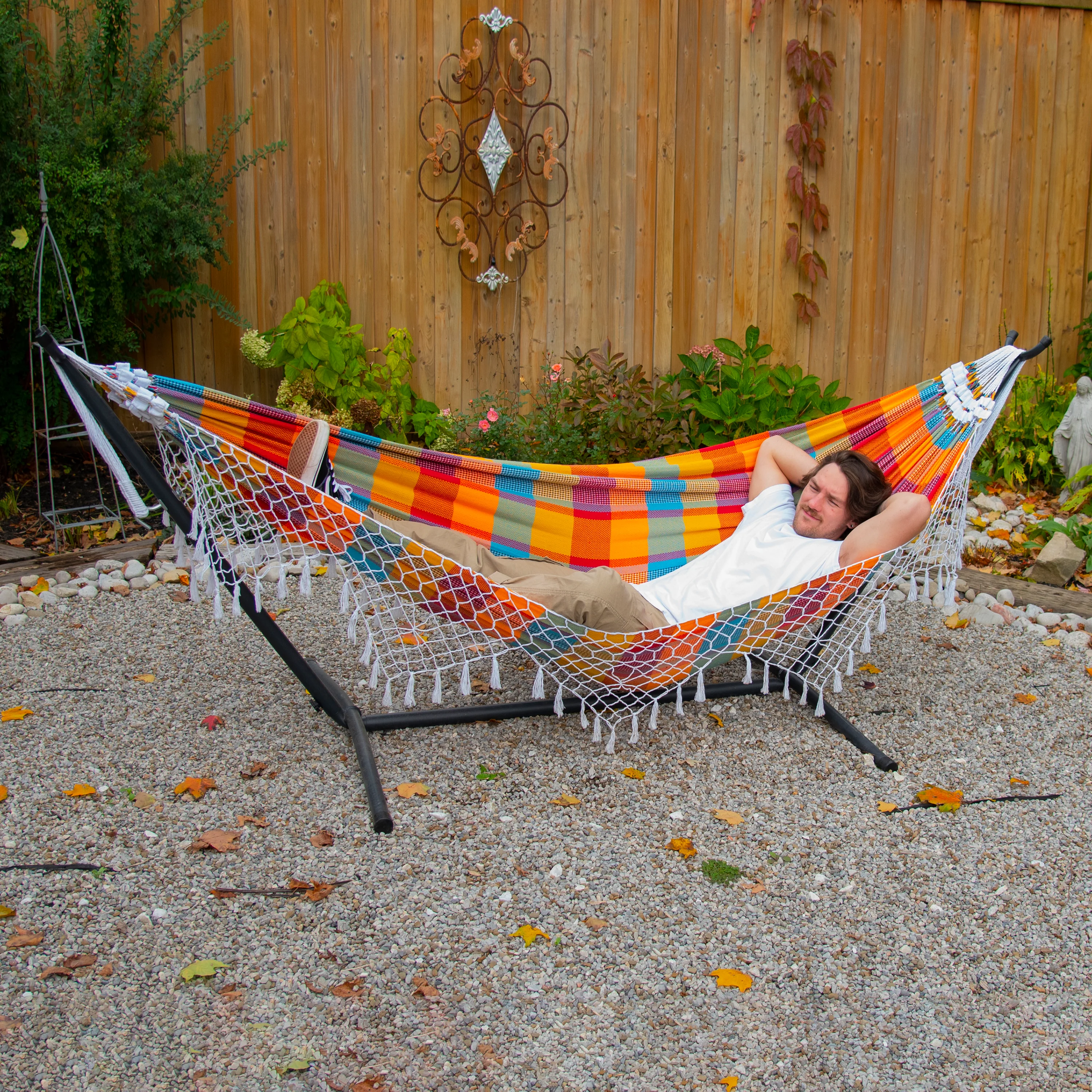 Authentic Brazilian Hammock with Stand (10ft/290cm) - Carnival - Image 4