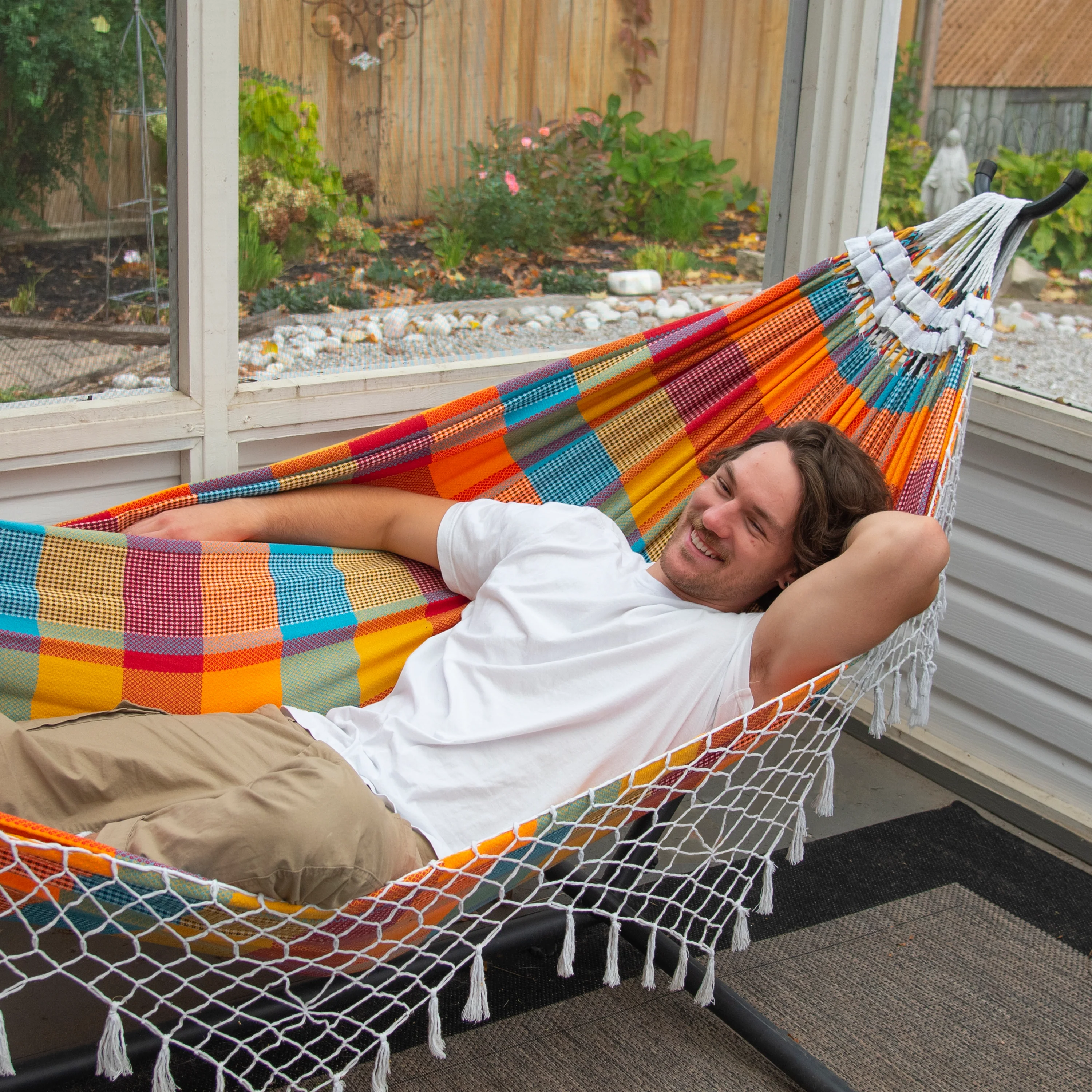 Authentic Brazilian Hammock with Stand (10ft/290cm) - Carnival - Image 5