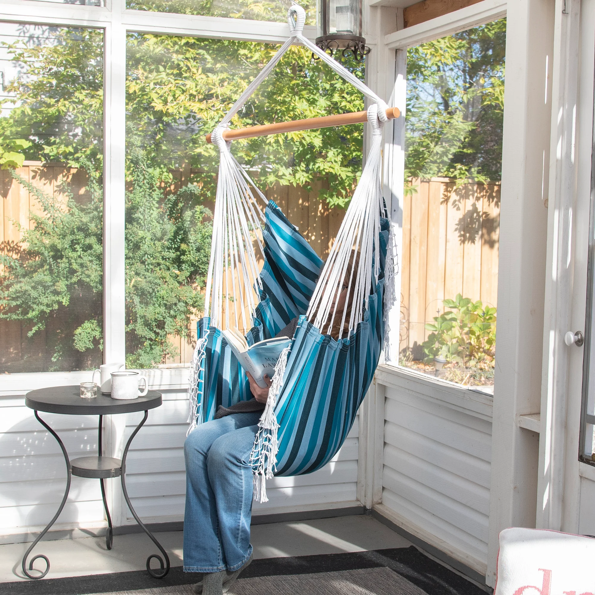 Brazilian Hammock Chair - Blue Lagoon - Image 3