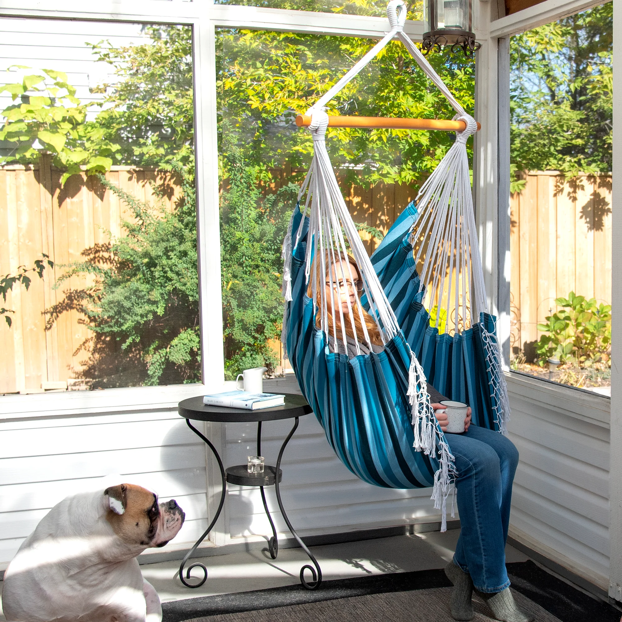 Brazilian Hammock Chair - Blue Lagoon - Image 4
