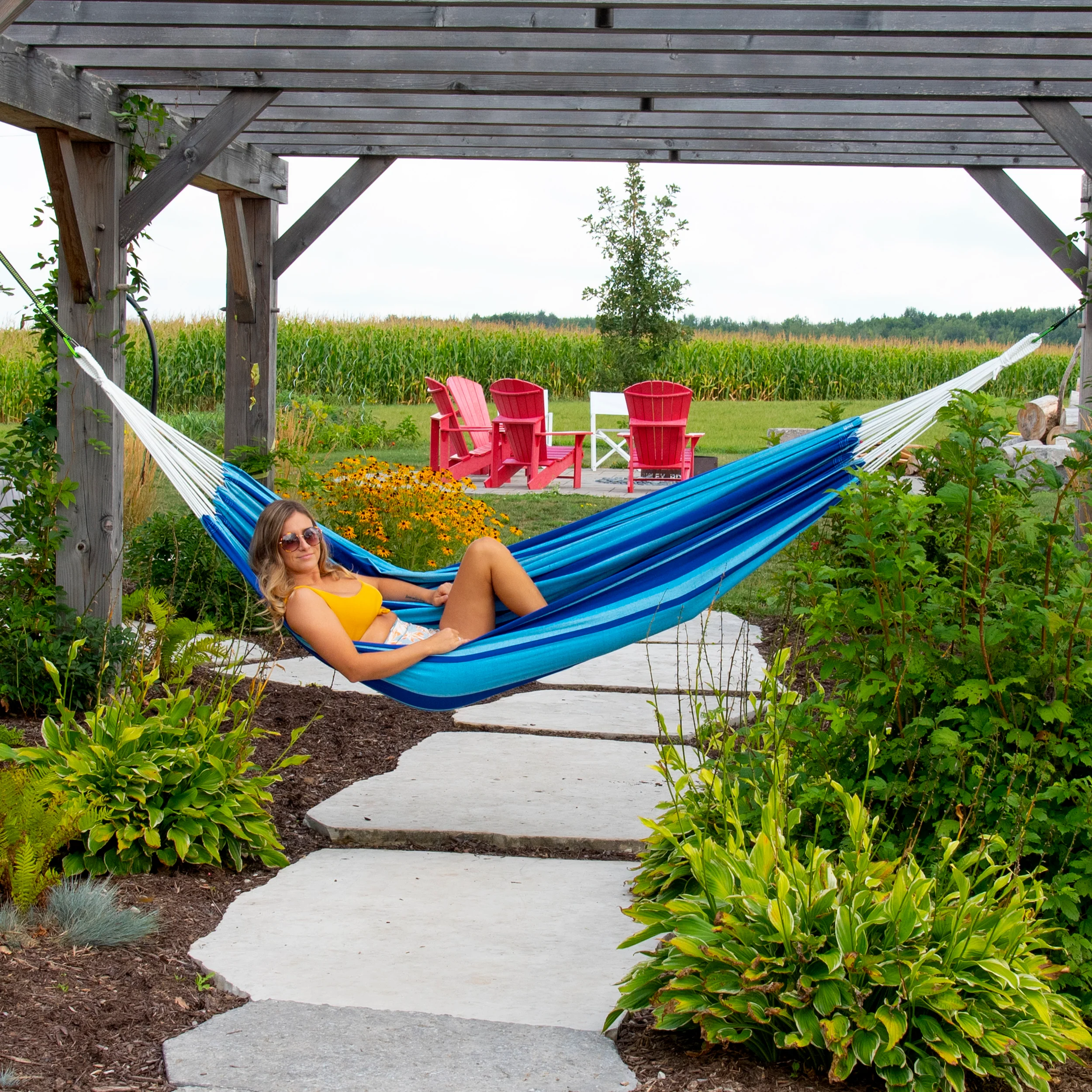 Brazilian Style Cotton Hammock - Island Breeze - Image 5