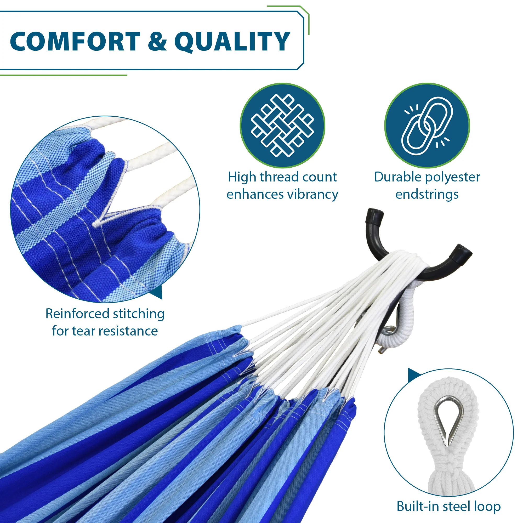 Brazilian Style Cotton Hammock - Island Breeze - Image 6