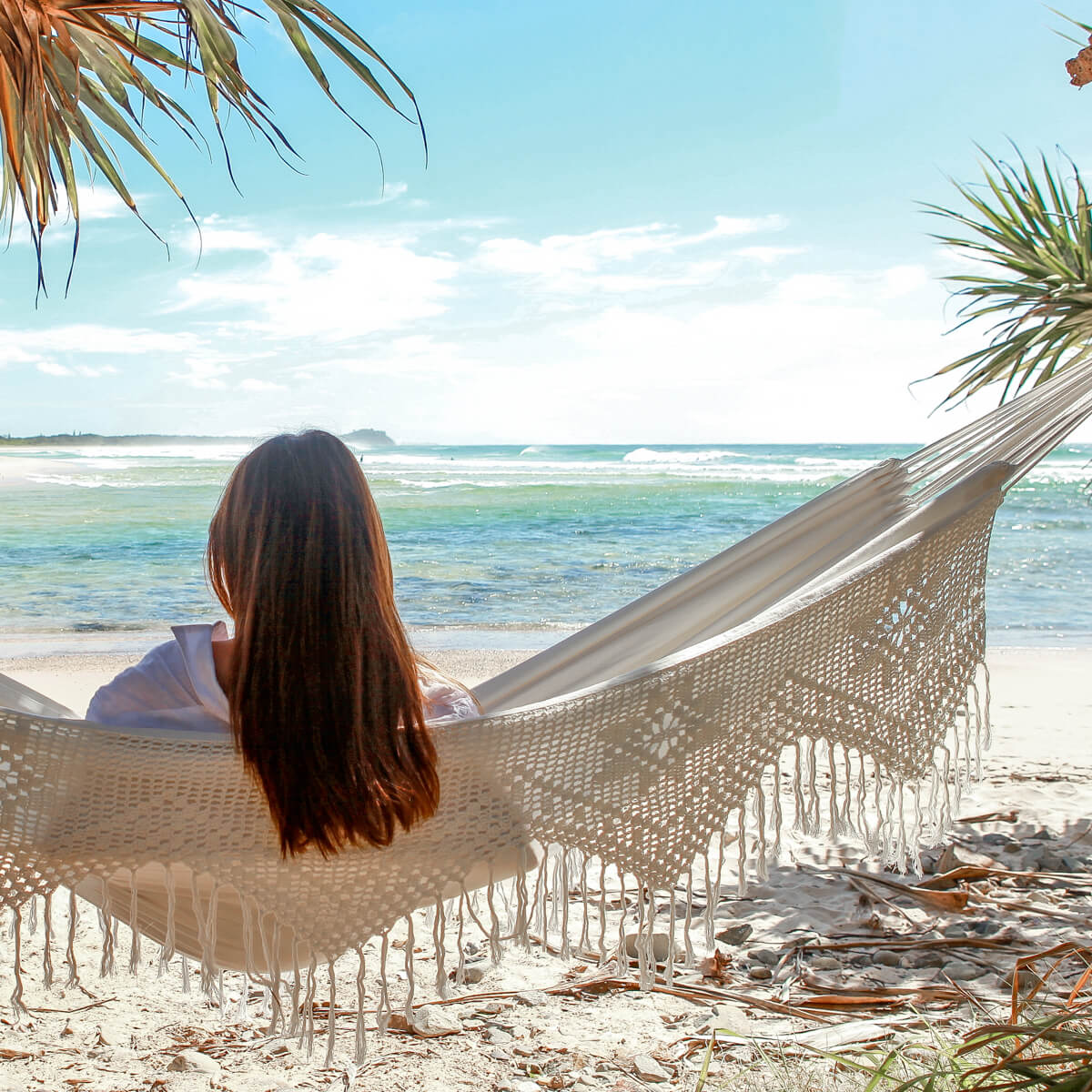 Deluxe Brazilian Style Cotton Hammock (Double) - Natural - Image 3