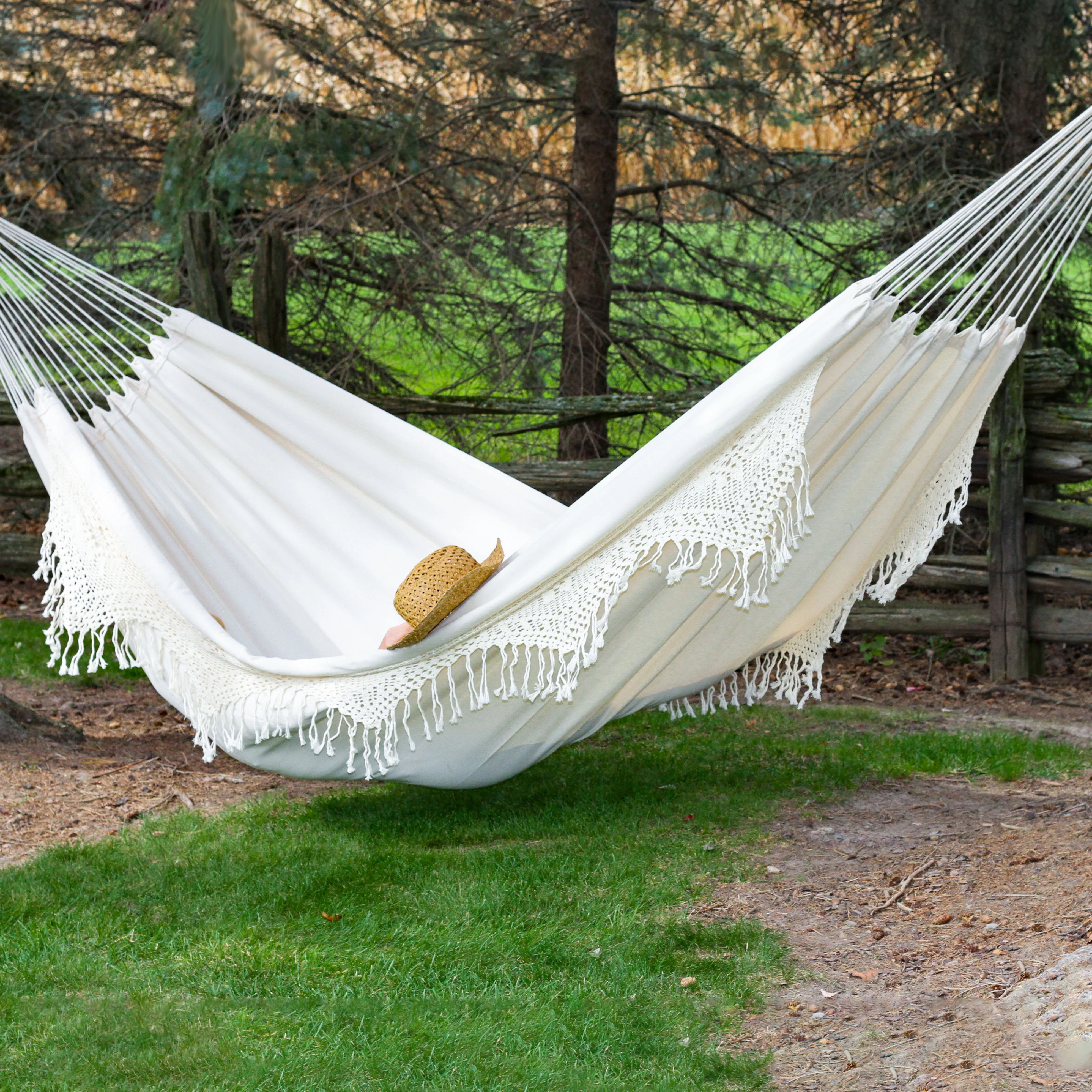 Deluxe Brazilian Style Cotton Hammock (Double) - Natural - Image 6