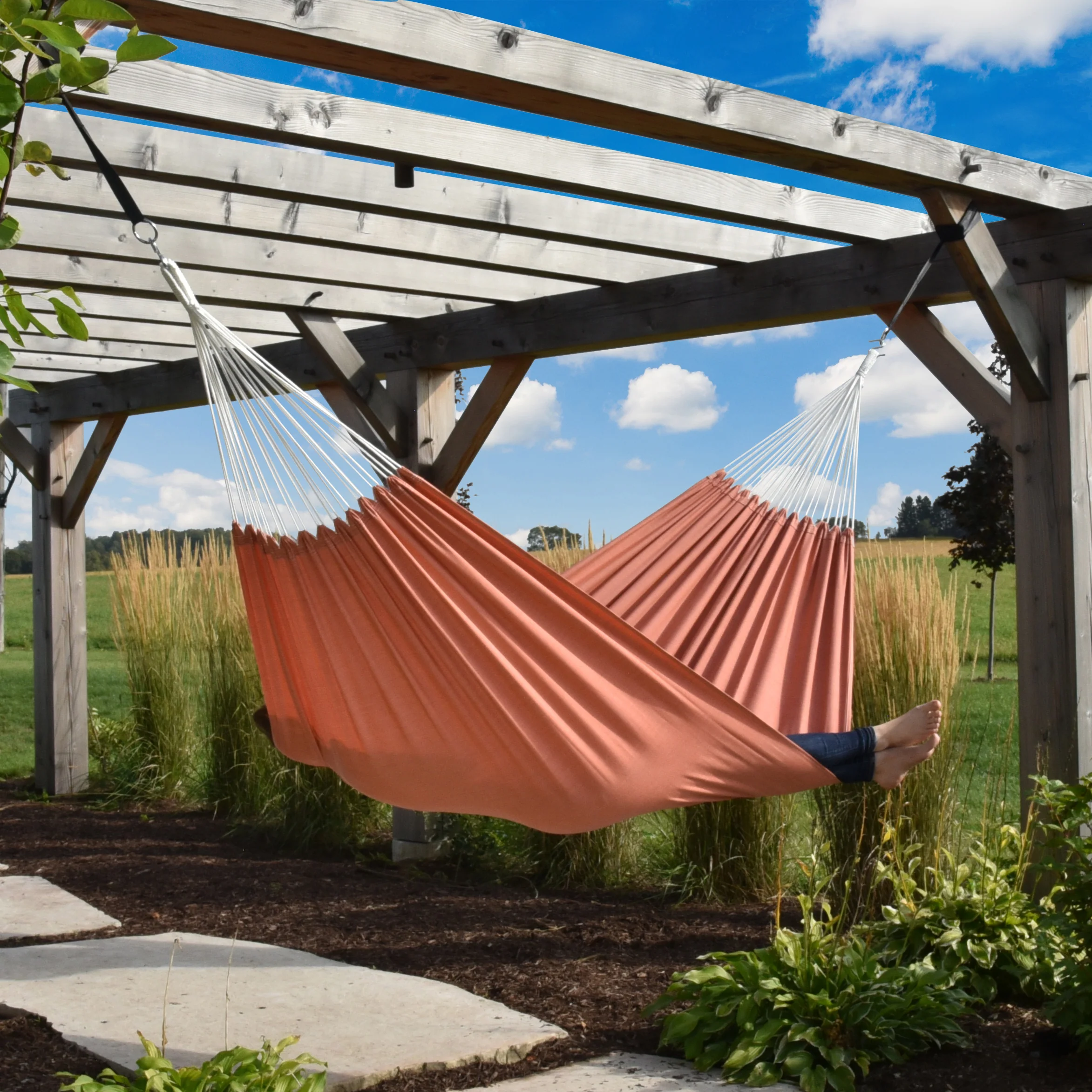 Brazilian Style Sunbrella® Hammock - Coral - Image 3