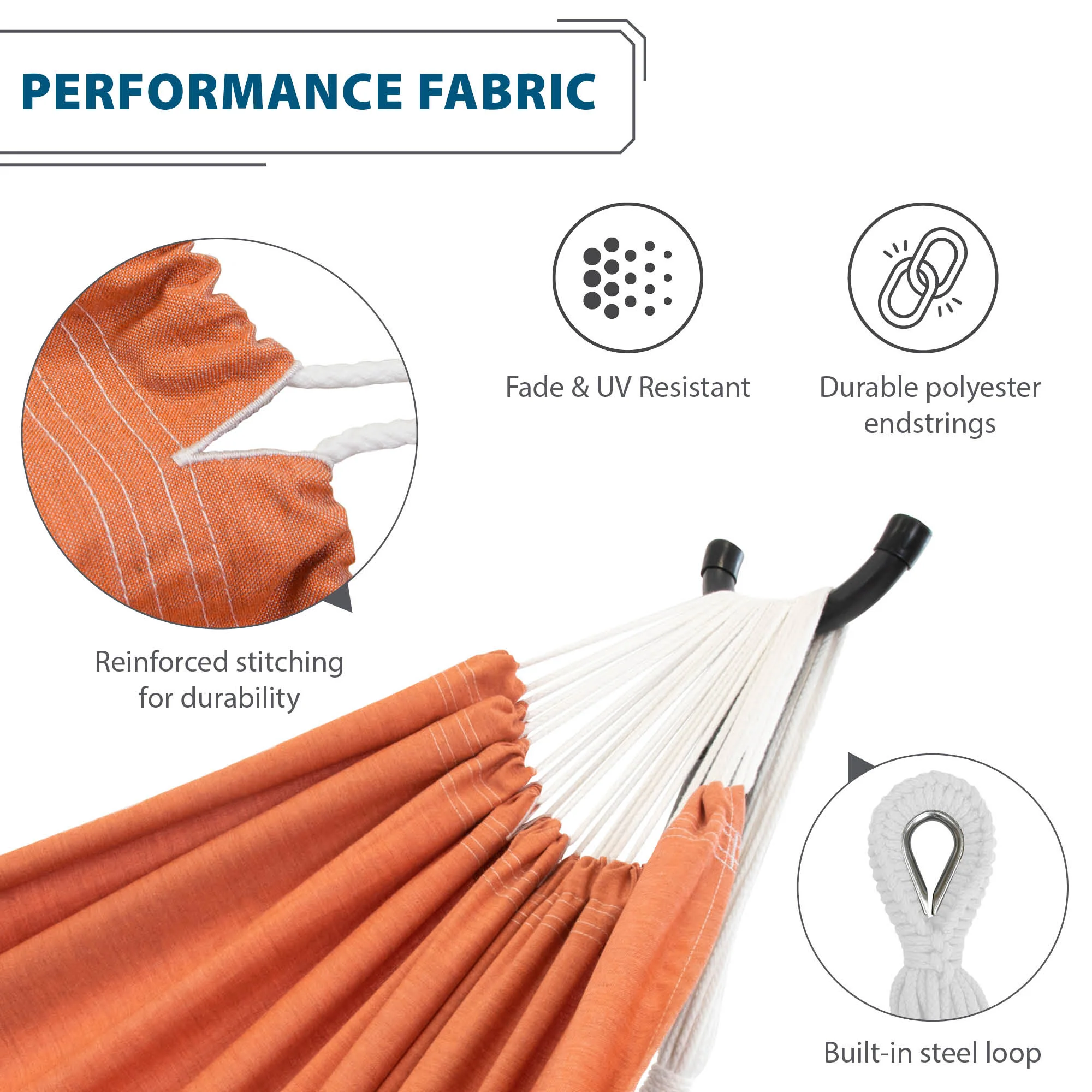 Double Sunbrella® Hammock with Stand (9ft/280cm) - Coral - Image 4