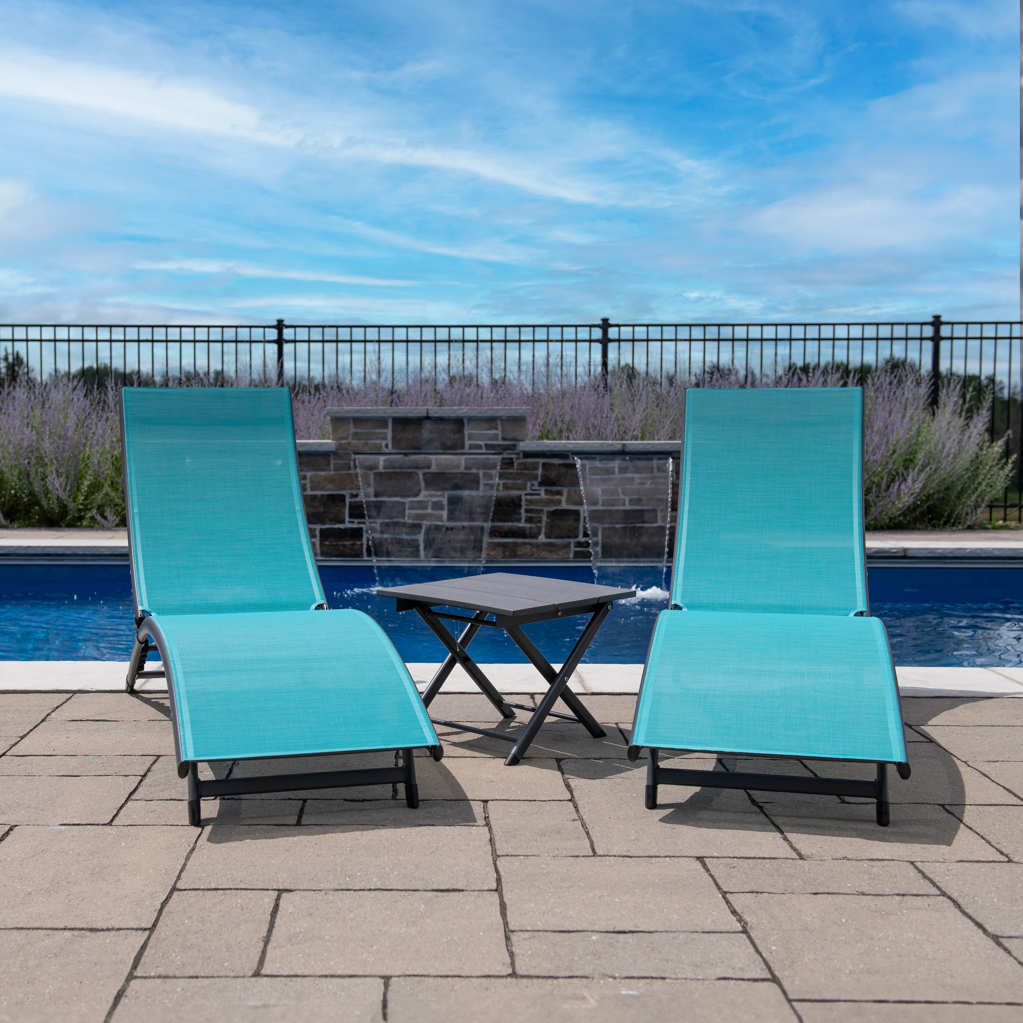 Coral Springs Phifer® & Aluminum Lounger Set (3pc) - Blue Hawaii - Image 5