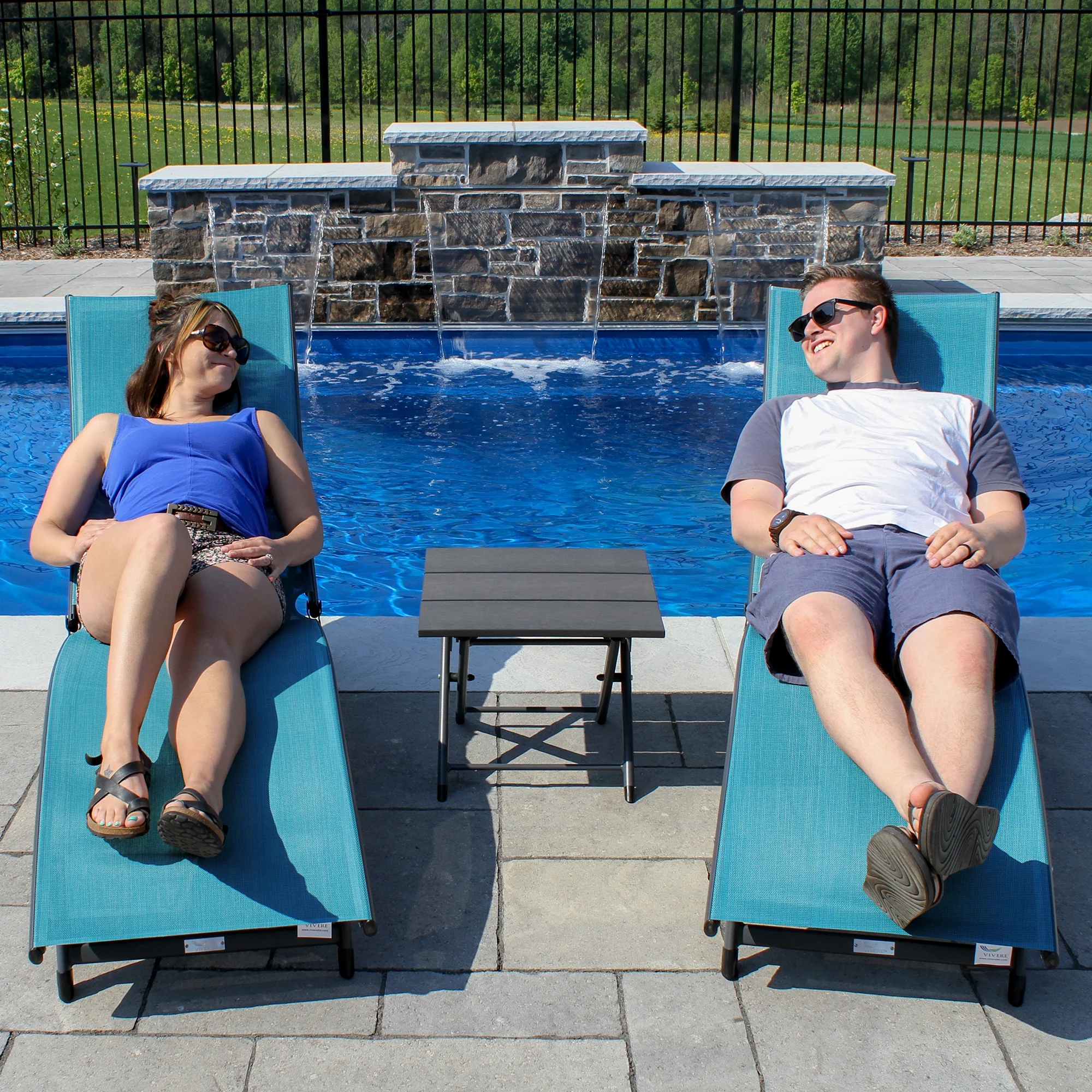 Coral Springs Phifer® & Aluminum Lounger Set (3pc) - Blue Hawaii - Image 6