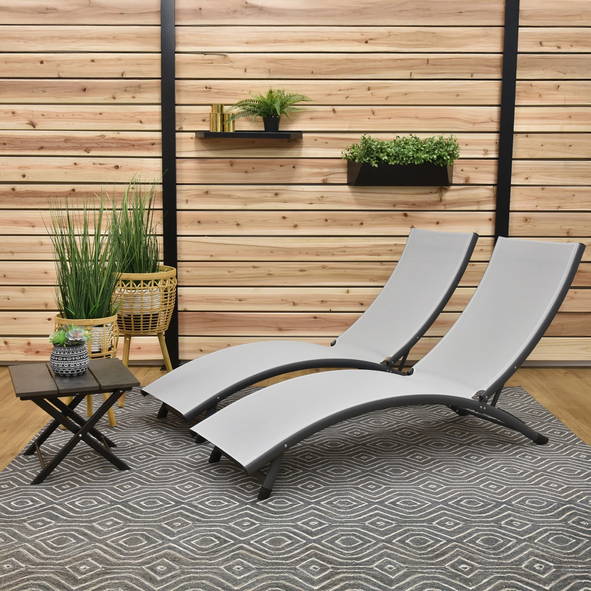 Coral Springs Phifer® & Aluminum Lounger Set (3pc) - River Pebble - Image 3