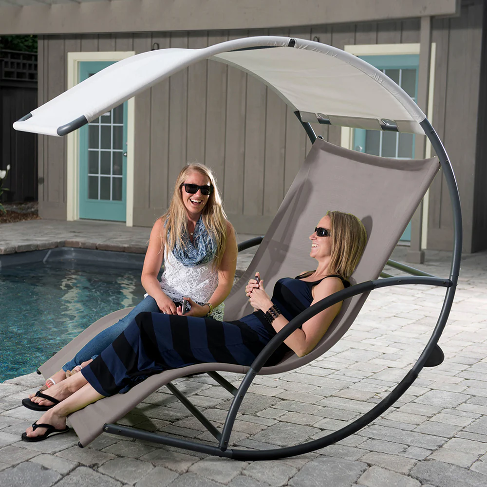 Double Chaise Aluminum Rocker - Cocoa - Image 3