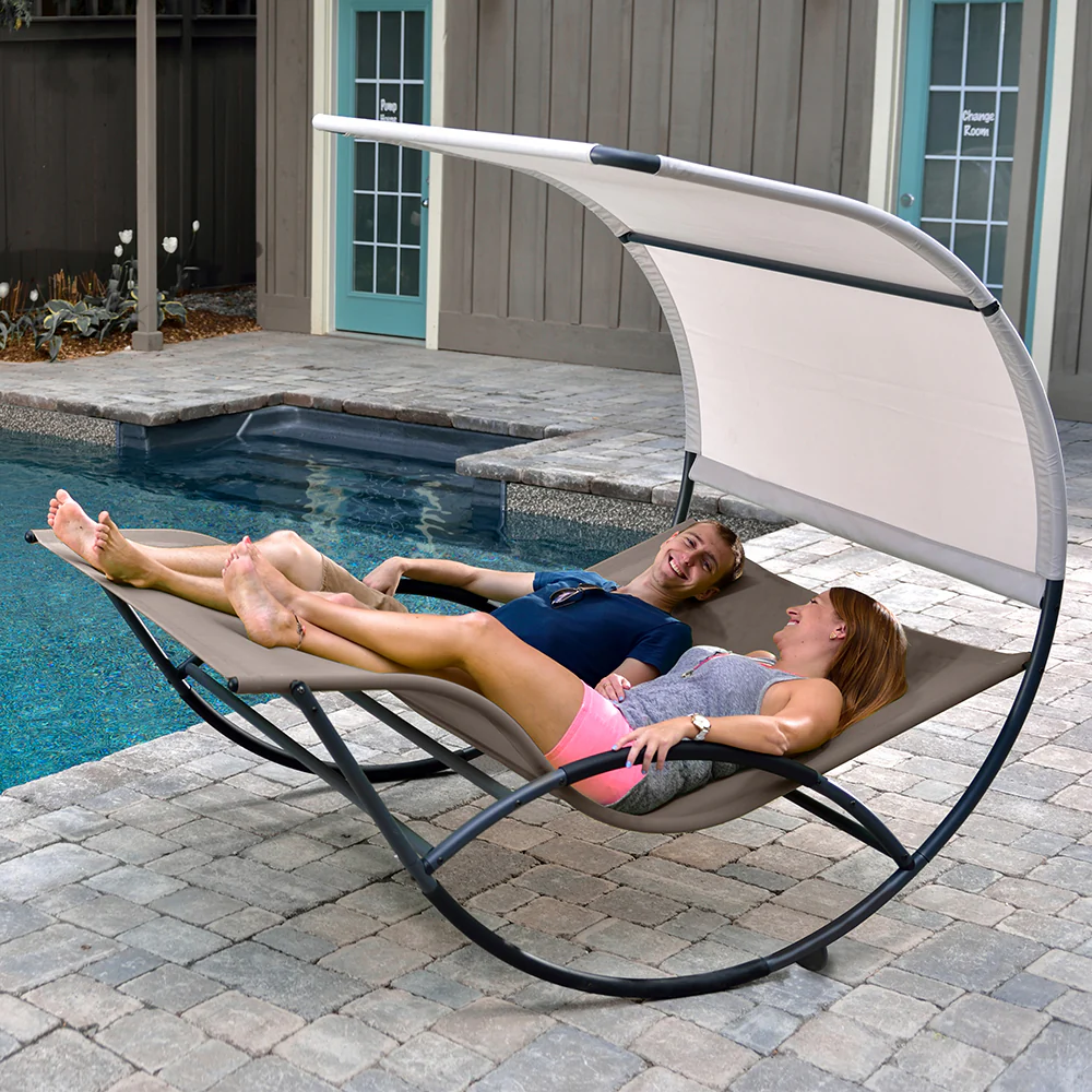 Double Chaise Aluminum Rocker - Cocoa - Image 4