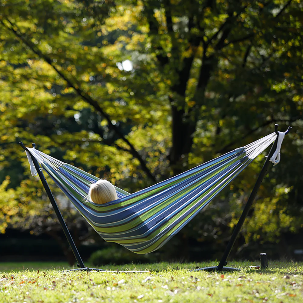 Double Cotton Hammock with Stand (9ft/280cm) - Oasis - Image 4