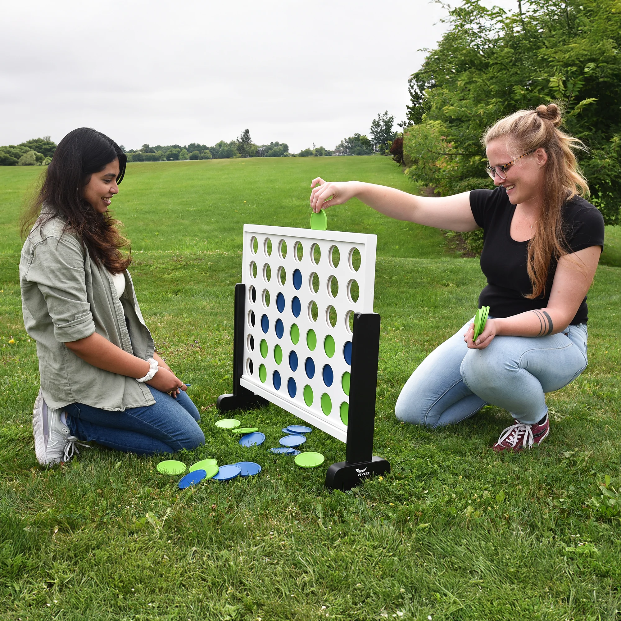 Giant 4-in-Row Outdoor Game in Blue & Green - Image 3