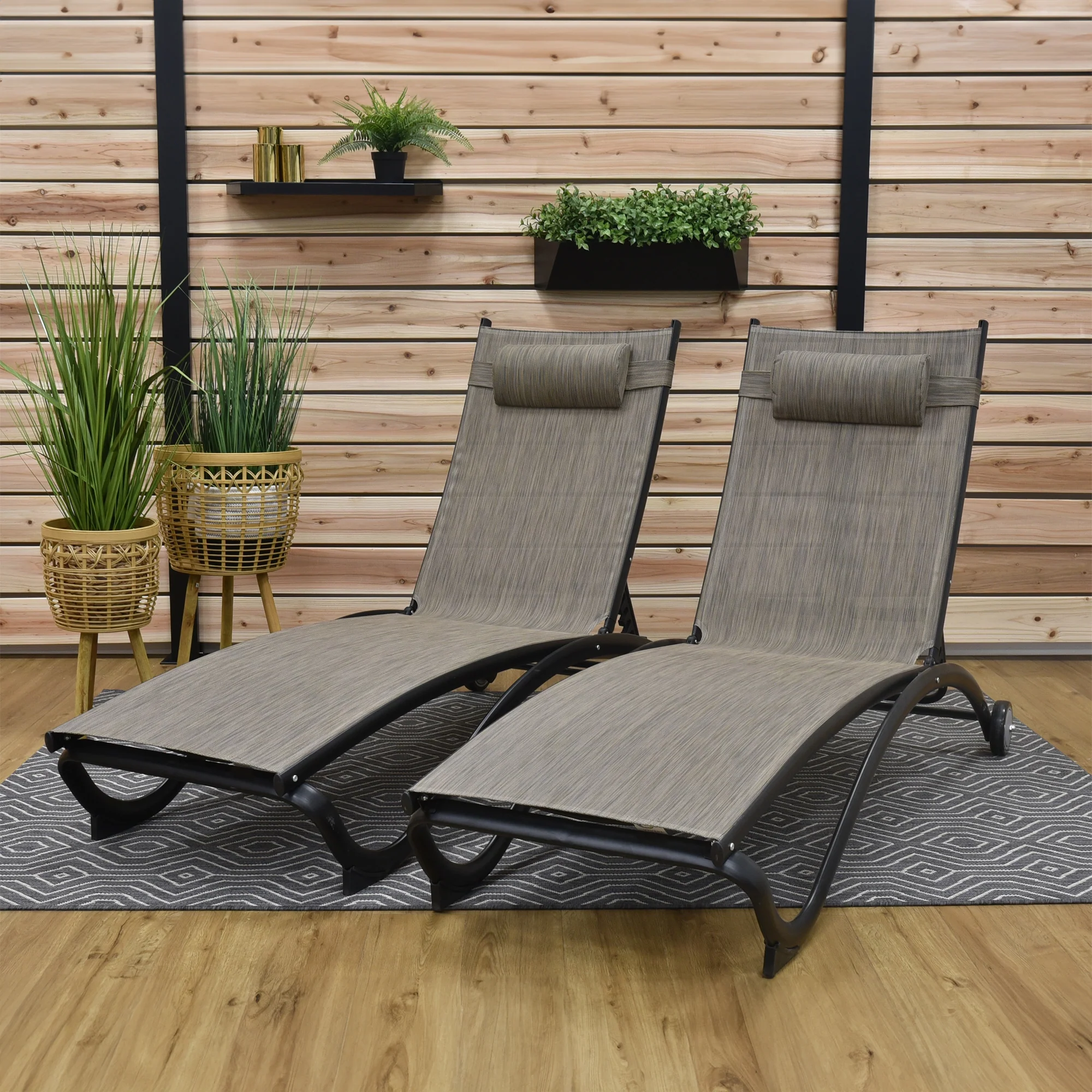 Glendale Phifer® & Aluminum Lounger Set (2pc) - Granite - Image 2