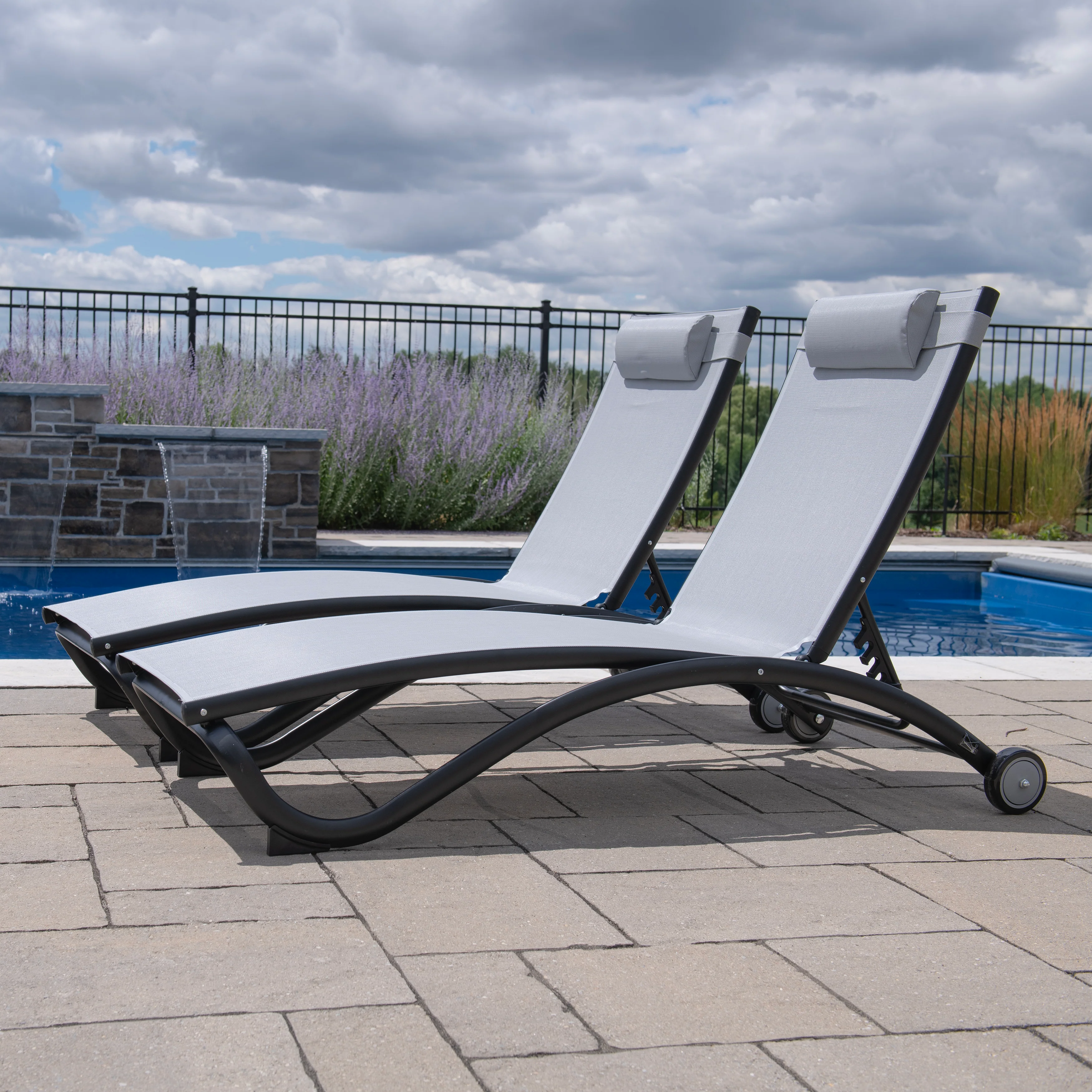Glendale Phifer® & Aluminum Lounger Set (2pc) - River Pebble - Image 5