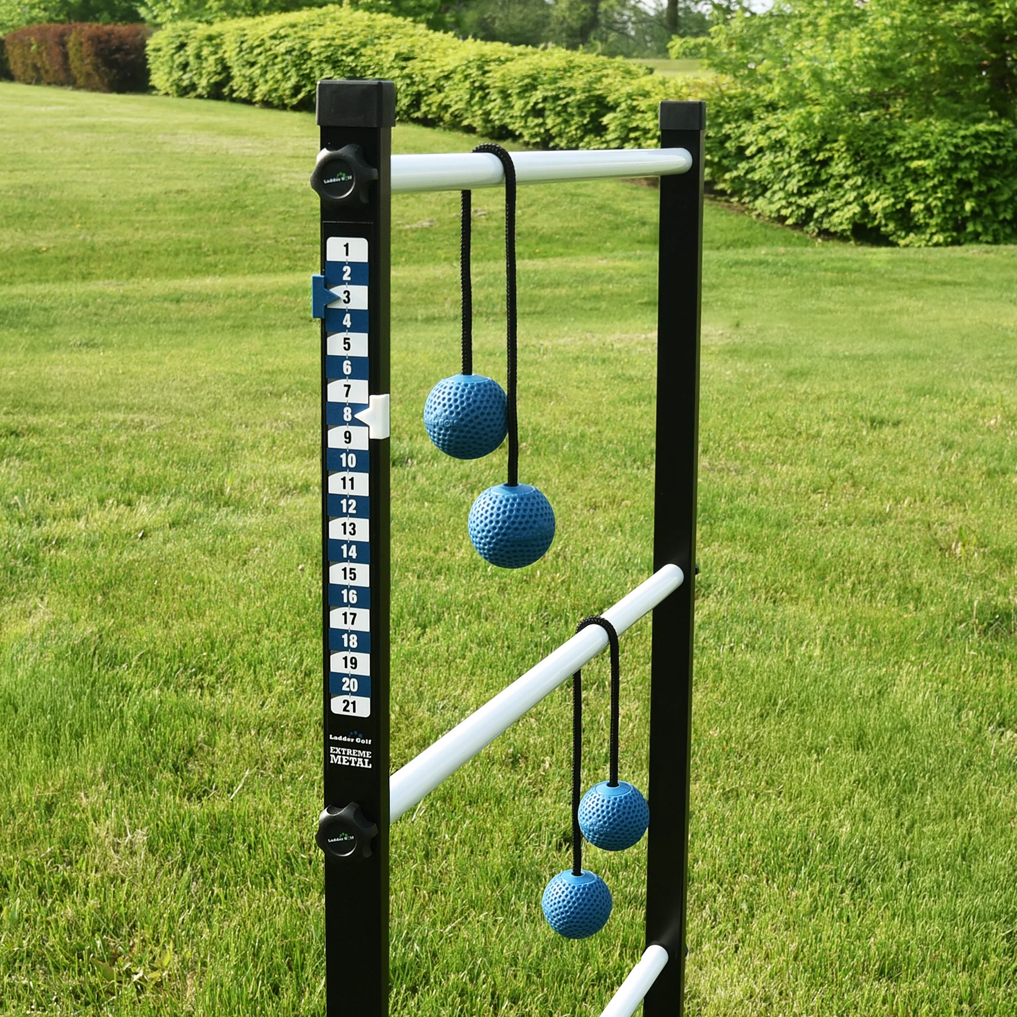 Ladder Golf® Extreme Metal Tournament Edition Ladder Ball Game - Blue & White - Image 9