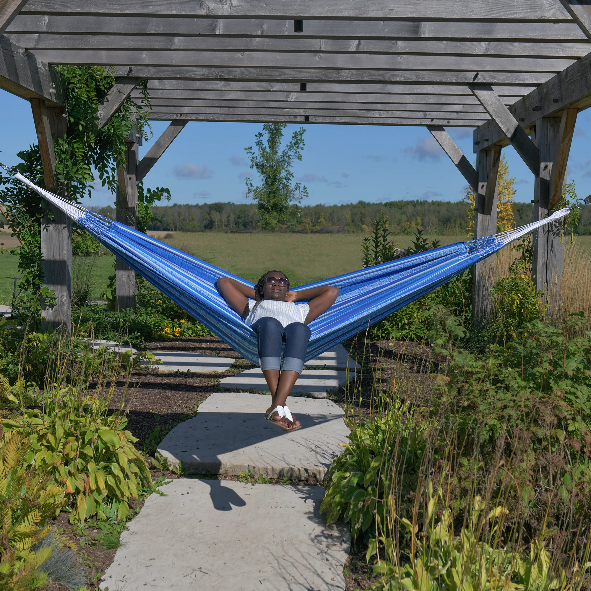 Latin Double Cotton Hammock - Azul - Image 3