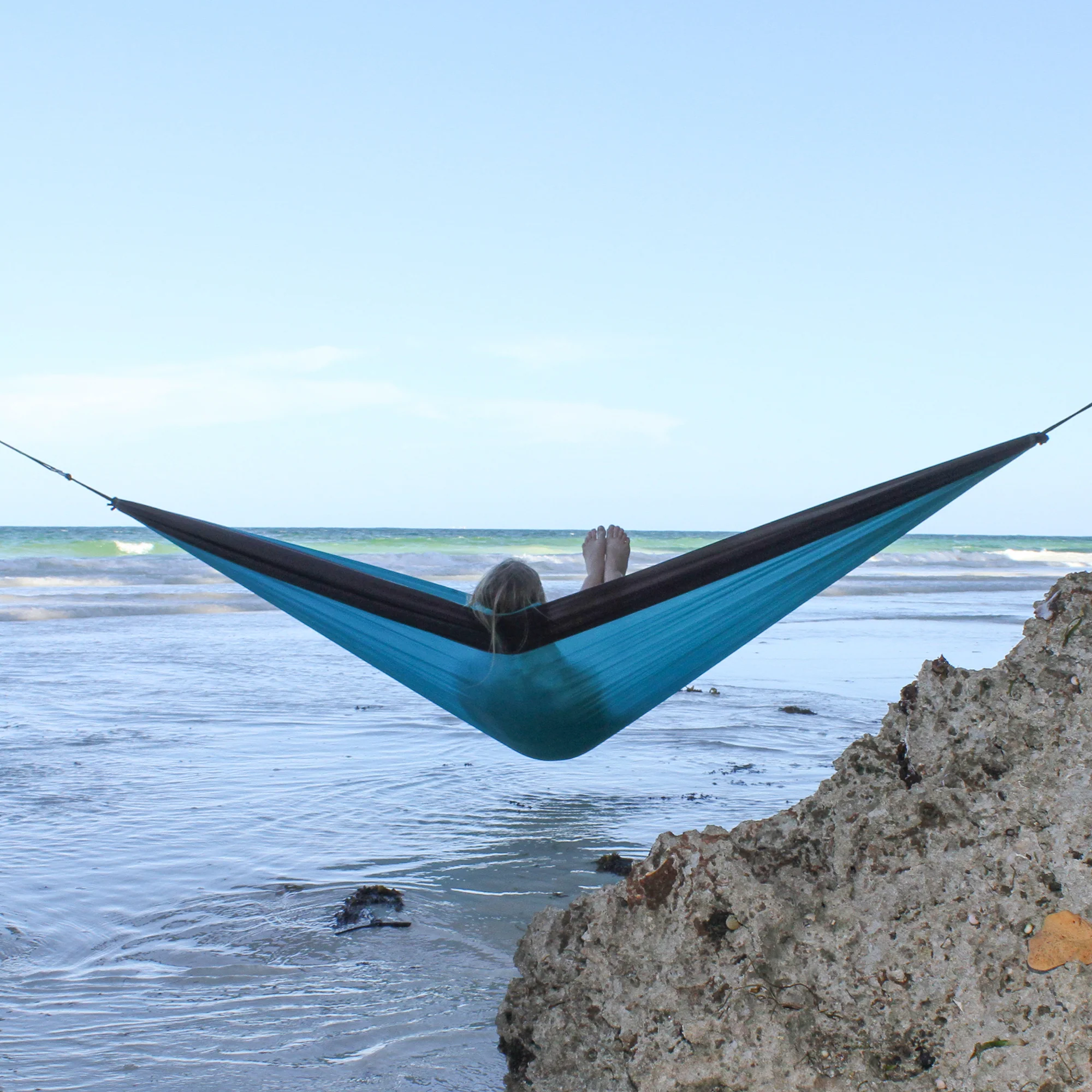 Parachute Camping Hammock - Turquoise & Chocolate - Image 3
