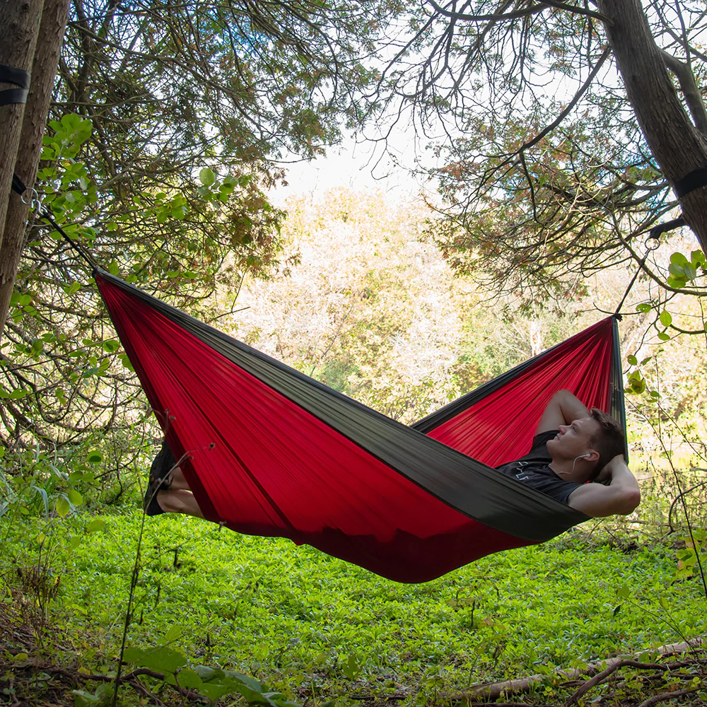 Parachute Camping Hammock - Crimson & Charcoal - Image 4