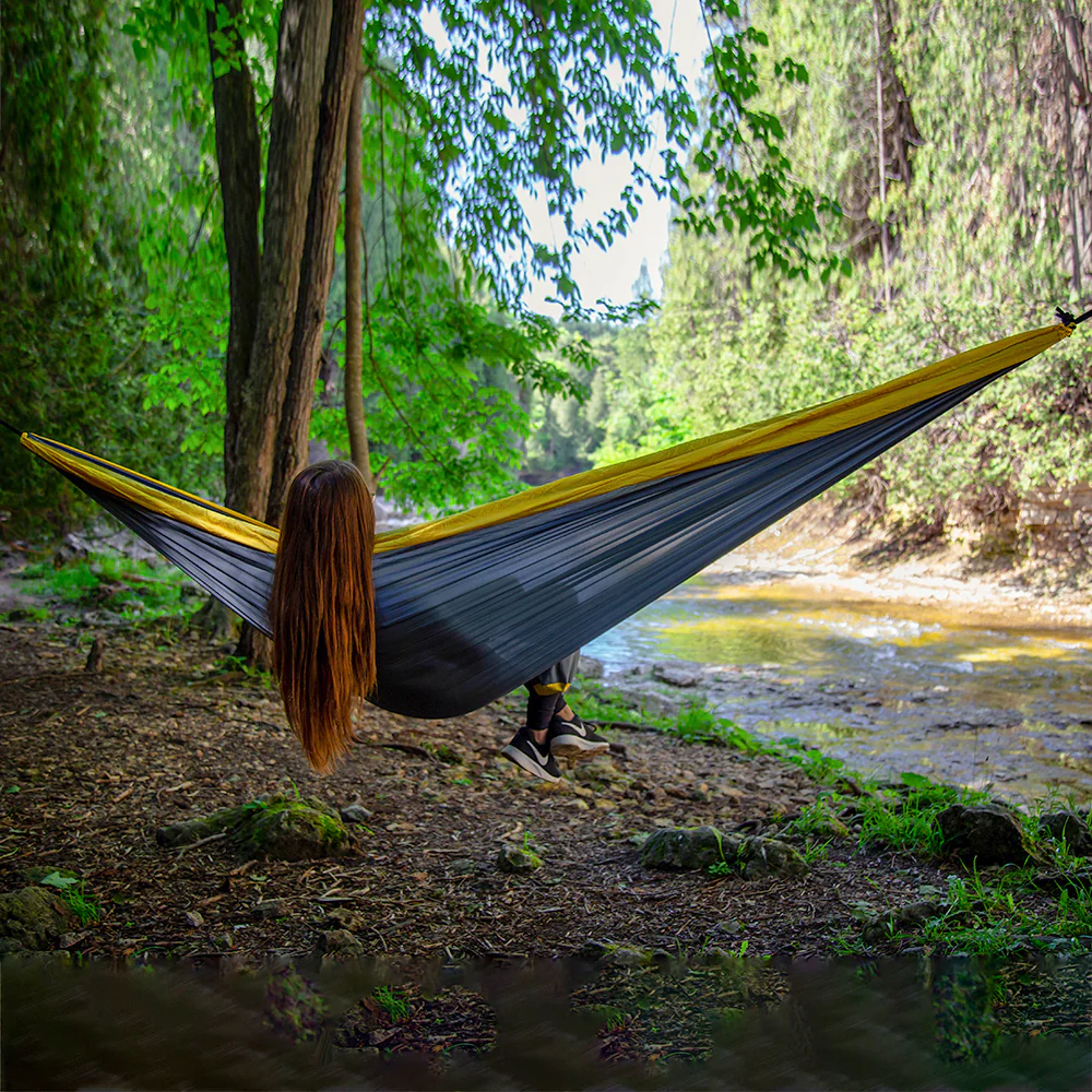 Parachute Camping Hammock - Gray & Yellow - Image 3