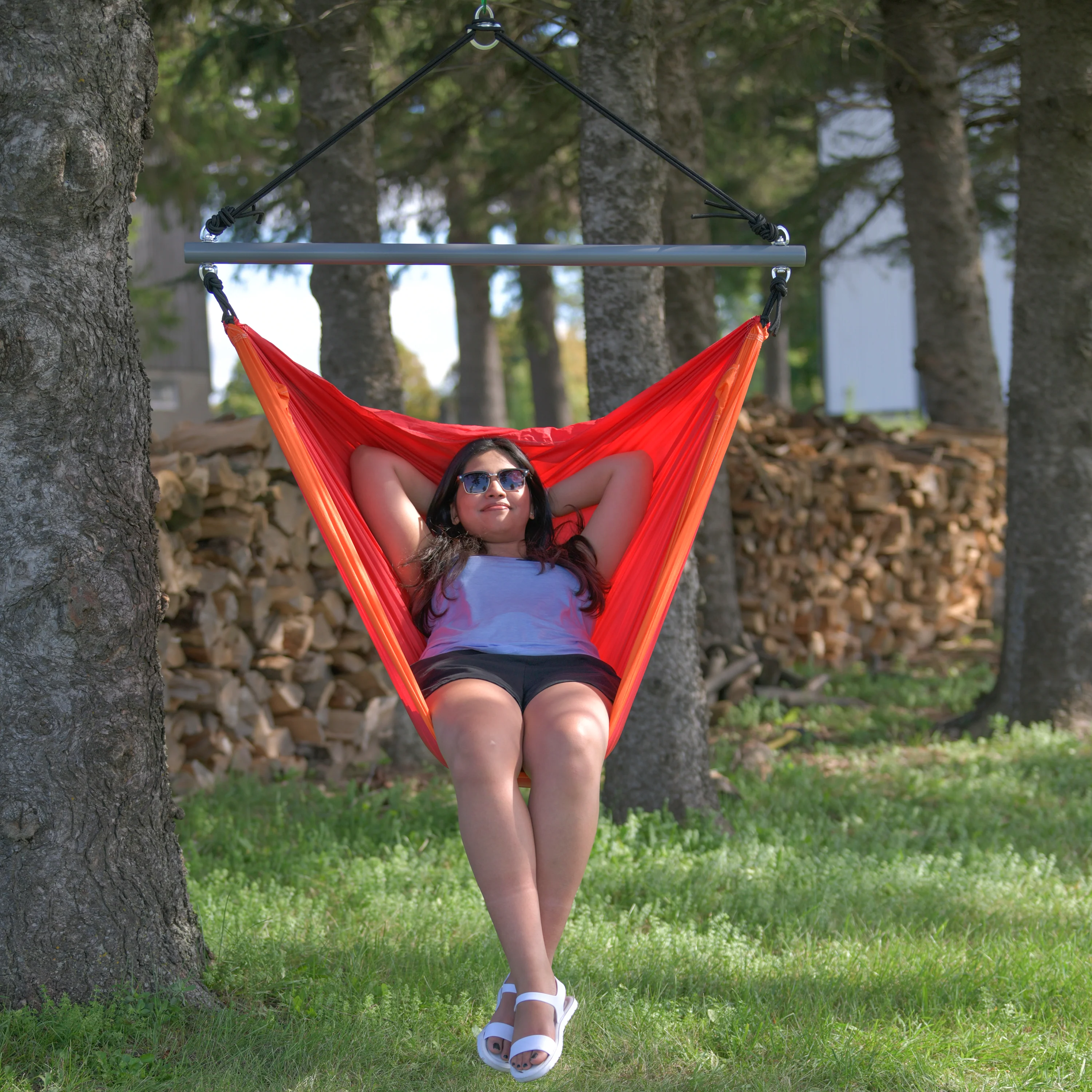 Parachute Hammock Chair - Punch & Peach - Image 5