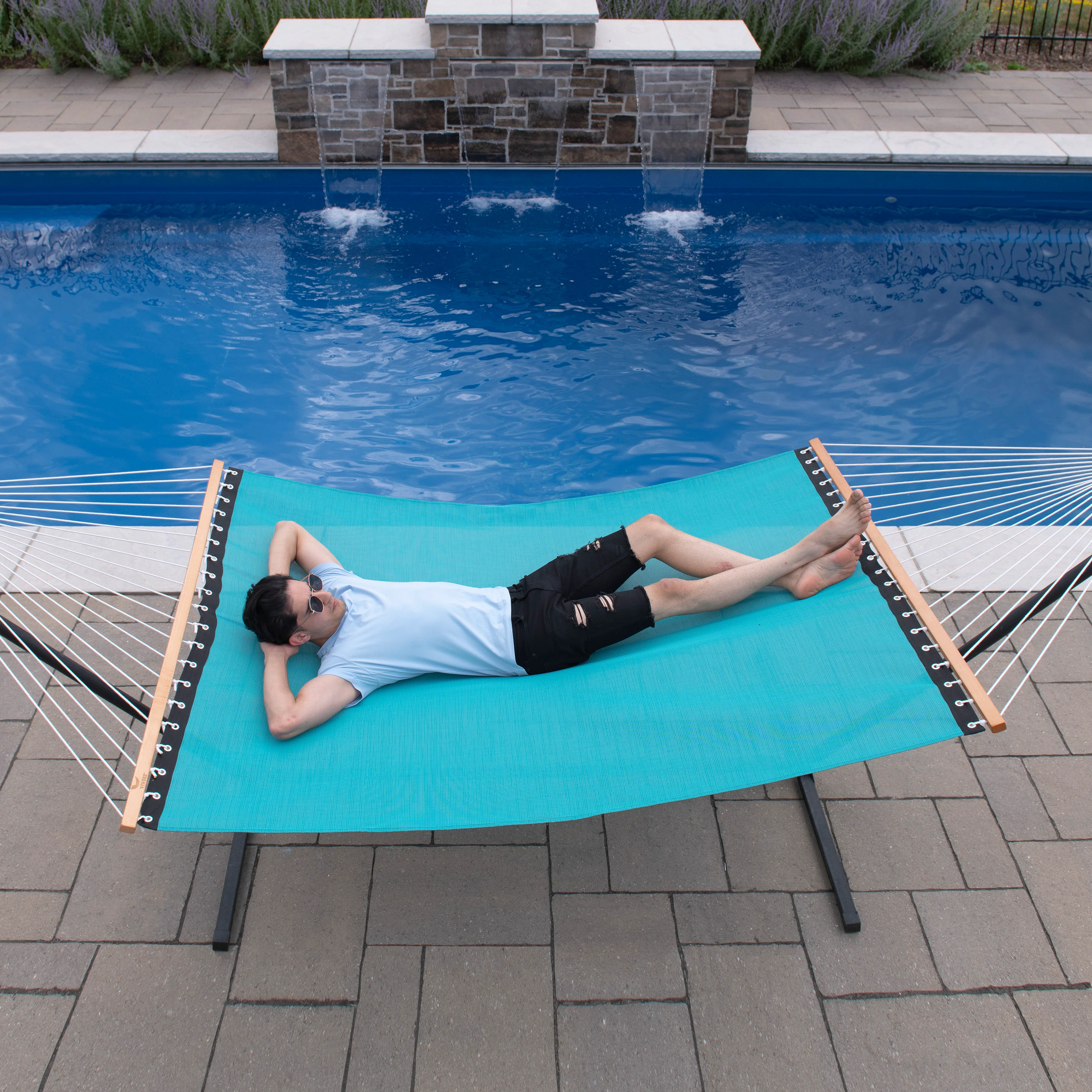 Phifer® Poolside Spreader Bar Hammock - Blue Hawaii - Image 2