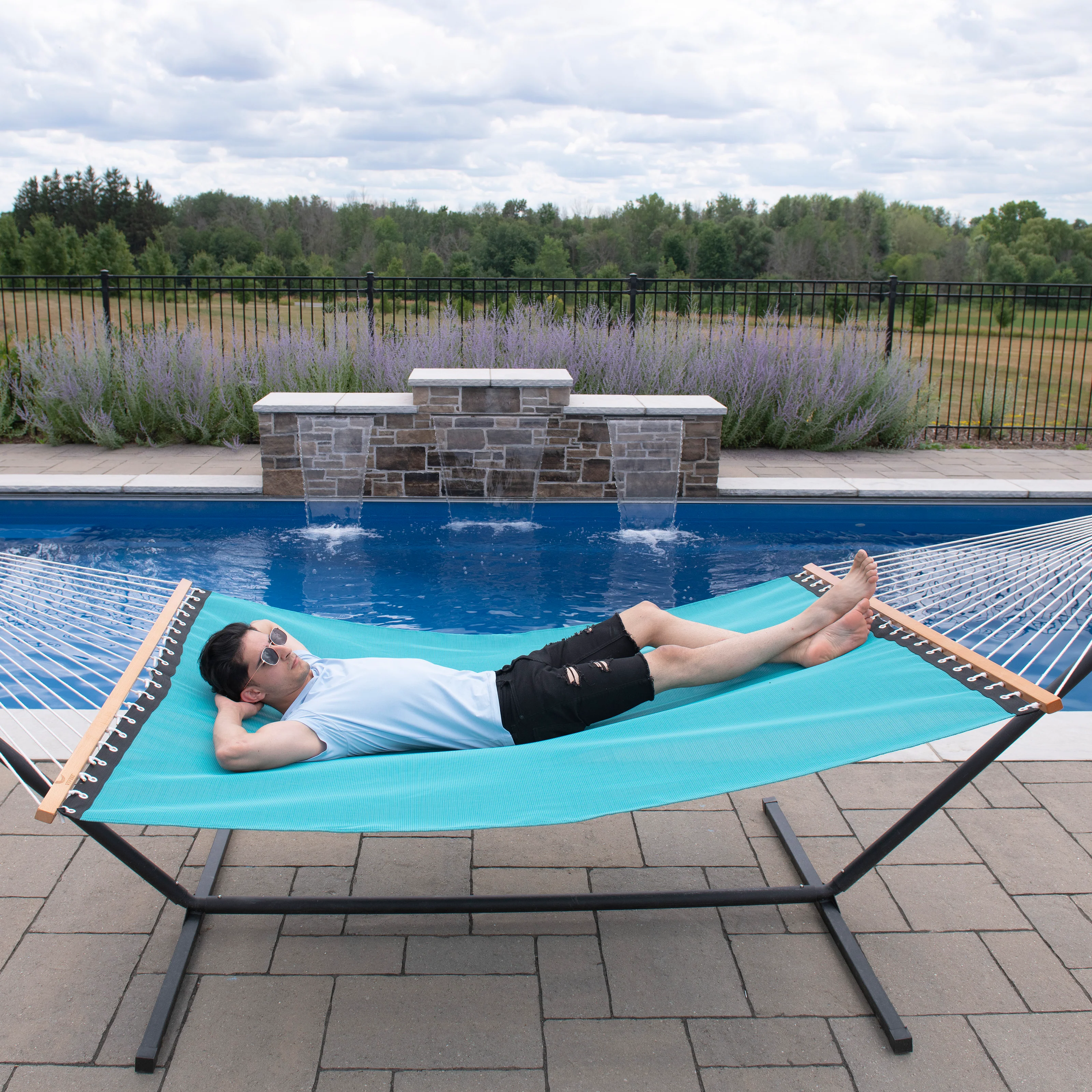 Phifer® Poolside Spreader Bar Hammock - Blue Hawaii - Image 5