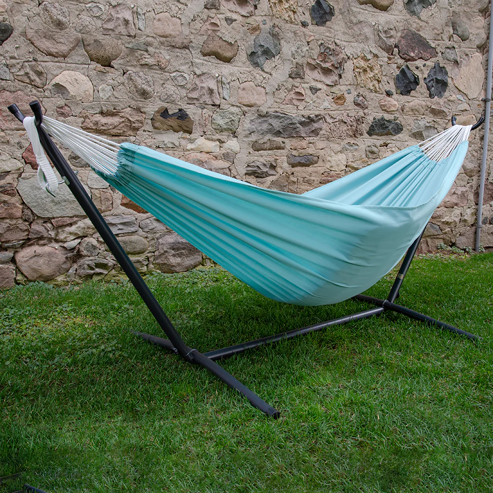 Brazilian Style Polyester Hammock - Aqua - Image 4